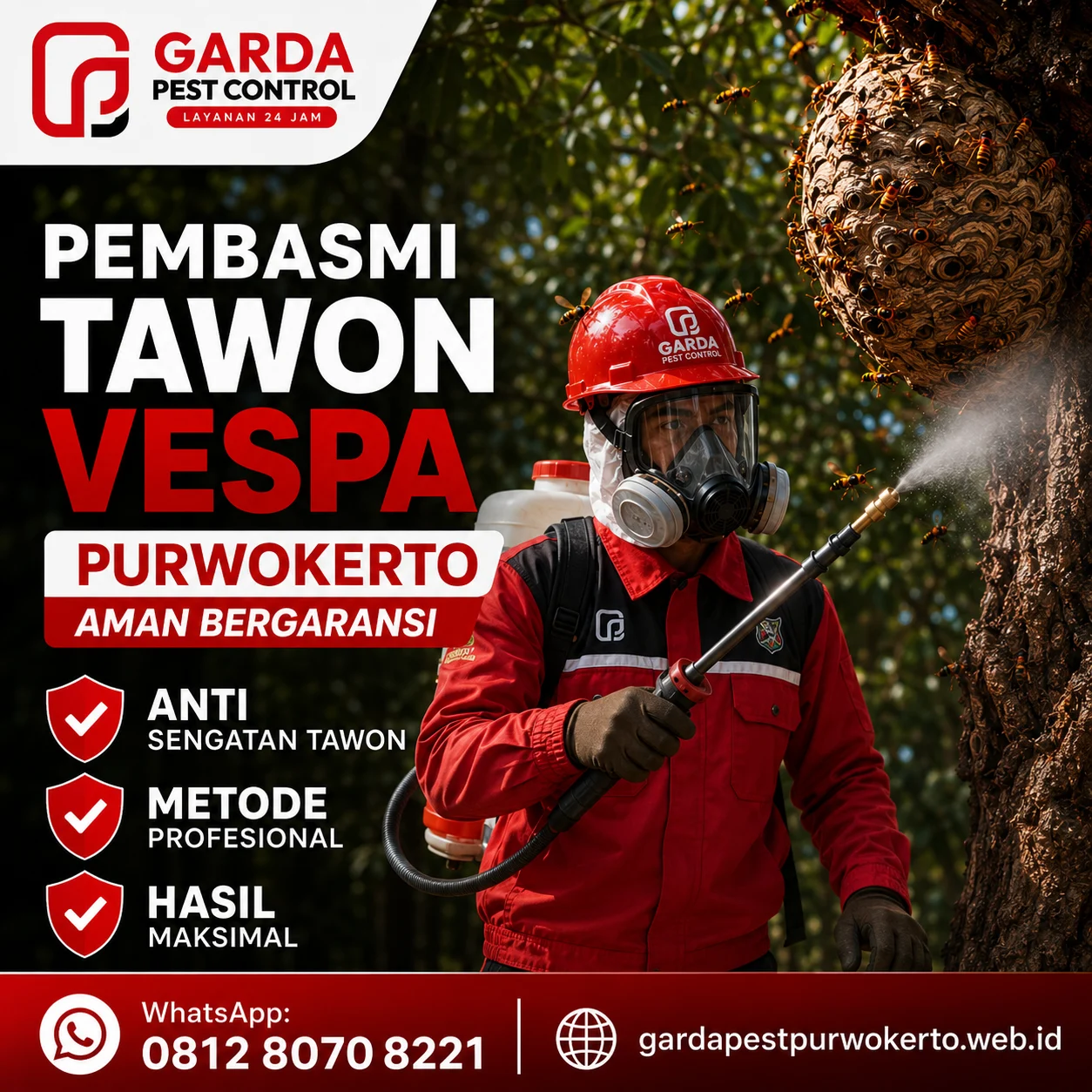 Jasa Pengendali Hama Tawon di Purwokerto Resmi 24 Jam Terpercaya